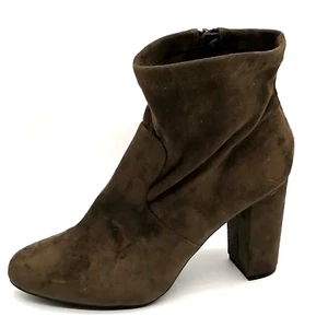 Lane Bryant Womens Side Zip Ankle Boot Dark Gray Faux Suede Block Heel 10W - Picture 1 of 9