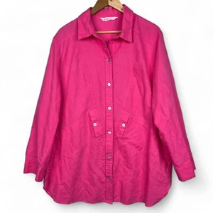 Virtue by Taking Shape Linen Blend Shirt Womens Plus Size 18 Barbie Pink Casual - Picture 1 of 10