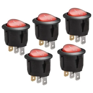 5 Pz. INTERRUTTORE a bilanciere luminoso rosso rotondo da pannello 6A 230V 20mm - Foto 1 di 6