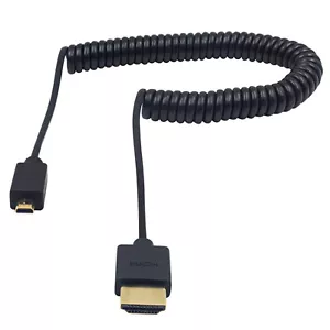 Micro HDMI Male to Full HDMI Coiled Adapter Cable Extreme Slim/Thin for 1080P 4K - Picture 1 of 6