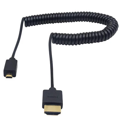 Micro HDMI Male to Full HDMI Coiled Adapter Cable Extreme Slim/Thin for 1080P 4K - Image 1 of 4