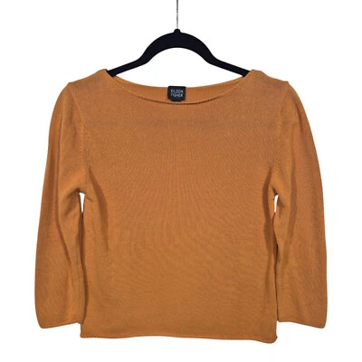 Suéter Eileen Fisher Mujer M Naranja Tejido Pullover Algodón Manga 3/4 De Colección Foto 1 de 4