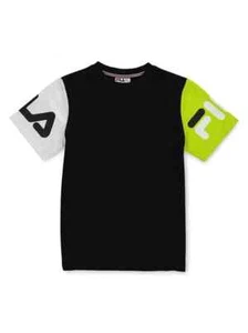 FILA Boy's Thad Tri-Color T-Shirt Black Medium (8-10) - Picture 1 of 3