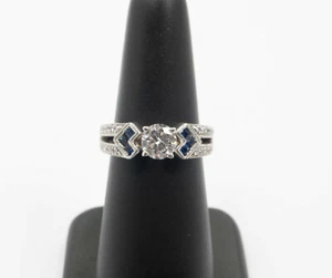 IGI Cert. ~ 14K Weißgold ~ 0,70+ ct Diamant & Saphir Verlobungsring ~ I1 / D - Bild 1 von 11