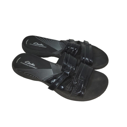 Sandali Clarks donna taglia 6 5D neri brezza piper slide 28240 estivi piscina spiaggia
