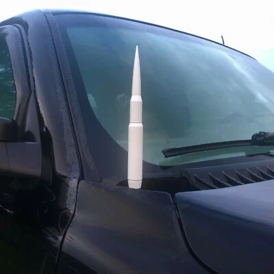 Anti-Theft Gloss White Billet Fat Bullet Stubby 9" Antenna For 90-19 Ford Trucks - Image 1 of 3