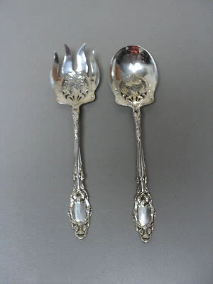 Juego de servir ensalada grande de plata de ley perforada Gorham VIRGINIANA Foto 1 de 4