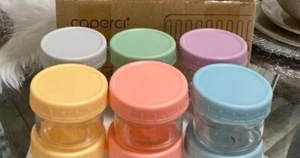 6-Pack Glass Baby Food Storage Containers - 4 oz 9.6"L x 7.4"W x 2.7"H - Picture 1 of 6