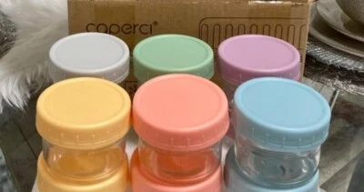 6-Pack Glass Baby Food Storage Containers - 4 oz 9.6"L x 7.4"W x 2.7"H - Image 1 of 4