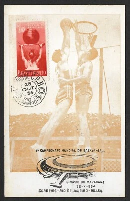 Brasil Brasil Mundial Baloncesto 1954 Maracaná estadio de fútbol maxicard Foto 1 de 2