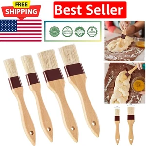 4-Piece Natural Bristle Pastry Brush Set with Beech Wood Handles -  Quality - Picture 1 of 9