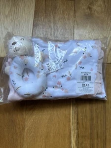 Baby Mädchen süß 6 teiliges Nestchen Geschenkset 0-3 Monate Teddybär 6 Teile Geschenkset - Bild 1 von 2
