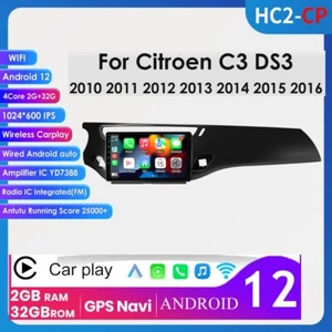 Autoradio Android 12 9" DAB Carplay GPS SAT Navi para Citroen C3 DS3 2010-2016 32G - Imagen 1 de 23