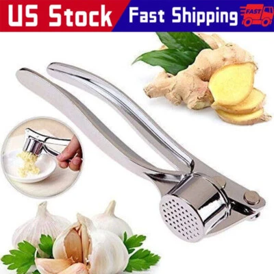 Garlic Press Crusher Squeezer Masher Mincer Stainless Steel Manual Kitchen Tool - Image 1 of 4