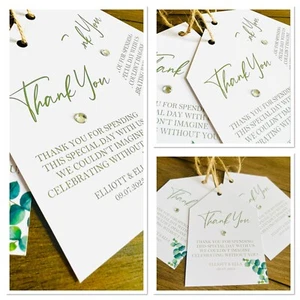 10 x Personalised sage green Wedding Favour Tags Gift Tags Labels Thank You tags - Picture 1 of 4