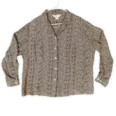 Blusa vintage Y2k 100 % seda guepardo top para mujer 18 W esposa mafia abotonada usada en excelente estado Foto 1 de 4