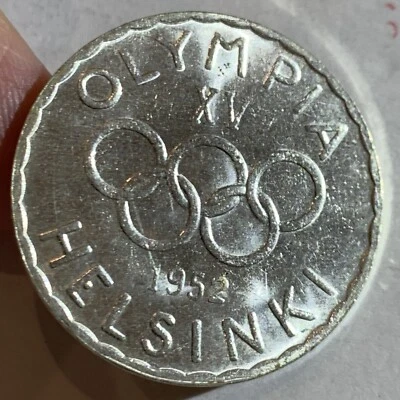 Finland 500 Markkaa .500 Silver Coin, 1952-H Helsinki Olympics, CHOICE BU - Image 1 of 4