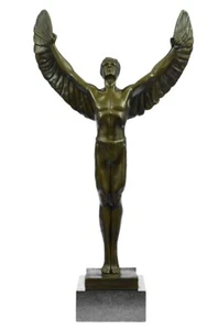 LARGE NUDE MALE ANGEL BRONZE STATUE SIGNED BY WEINMAN HOT CAST DECO - Picture 1 of 10