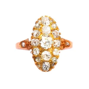 Antiker 1.8 ct Diamant Ring als Marquisering in 750 Gold um 1880 - Picture 1 of 6