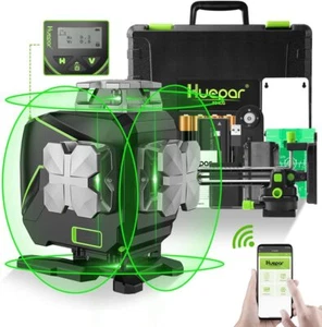 Huepar 4x360 ° Grüner Strahl Selbstnivellierendes Laserniveau mit LCD-Bildschirm - Bild 1 von 9