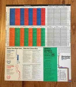 1974 NYCTA MANHATTAN BUS GUIDE MAP MABSTOA NYC NEW YORK CITY TRANSIT AUTHORITY - Picture 1 of 2