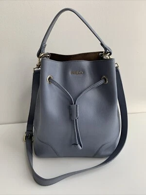 FURLA Stacy Blue Leather Bucket Bag with Shoulder Strap - Image 1 of 4