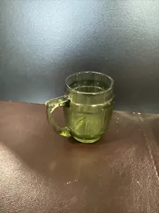 Vintage Pressed Glass Toothpick Holder Shot glass Barrel Mug Green - Picture 1 of 2