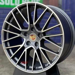 22'' Wheels fit Porsche Panamera Gunmetal Machine Staggered Cayenne 22X10 22X11 - Picture 1 of 9