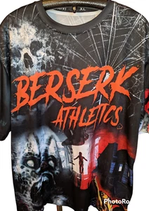 Scary Creepy Spooky T Shirt Jersey Doll Clown Beserk Athletics Size XL Bacon - Picture 1 of 13
