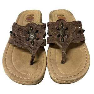 Earth Spirit Aimi Damen-Sandalen 7 braun hellbraun Veloursleder Riemen-Flip-Flop Schuhe - Bild 1 von 16