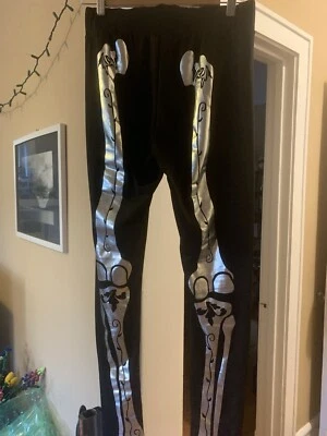 Leggings Spirit Halloween Esqueleto Adulto Medianos Negros y Blancos Brillantes Foto 1 de 4