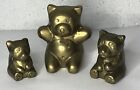 Lot Of 3 Cute Vintage Brass Bear Figurine Teddy Bear 1 1/2-3?