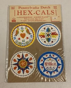 Adesivi Vintage Impko Pennsylvania Olandesi Hex-Cals Decalcomania Segni Esagonali Amish - Foto 1 di 4
