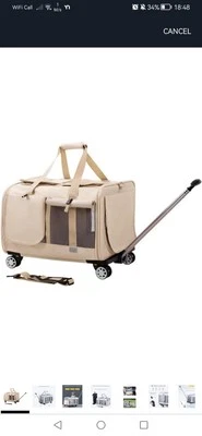 Large Detachable Dog & Cat Trolley Case Foldable Breathable Pet Travel Carrier - Image 1 of 4
