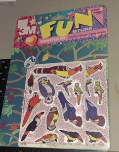 Vintage Stickers 3m Fun Stuff Post It Note Tropical  Birds 2 Sht 1 Pkg - Picture 1 of 8