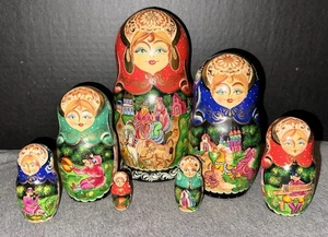 Vintage russische Matroschka Puppe Nestpuppen handbemalt Märchenpferde TV1 - Bild 1 von 5