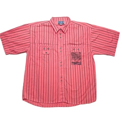 Camisa Bugle Boy Vintage Rayas Retro Coche Foto Rosa Para Hombre XL Retro Años 80 Foto 1 de 4