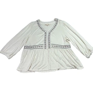 Nurture by Westbound Tunic Top Blouse Women 1X Embroidered Cream - Picture 1 of 8