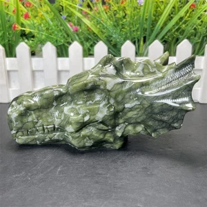 Figura Reiki Cristal Cuarzo Tallado Dragón Jade Xiuyan Natural 5.7LB 5.9" - Imagen 1 de 11