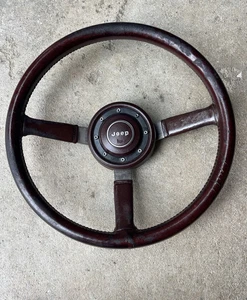 1984/1995 Jeep Cherokee XJ Comanche OEM Steering Wheel Burgundy Leather CJ5 CJ7 - Foto 1 di 10