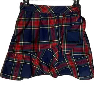 Vineyard Vines Jolly Plaid Party Ruffle Skirt Womens Size 00 Red Blue Preppy - Picture 1 of 11