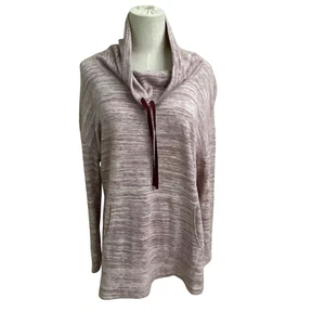 T by Talbots Women's Cowl Neck Pullover Top Heathered Pocket Tunic - Picture 1 of 6