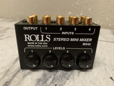 Rolls MX42 Stereo Mini Mixer - 4 RCA Inputs, 1 RCA Output - Image 1 of 4