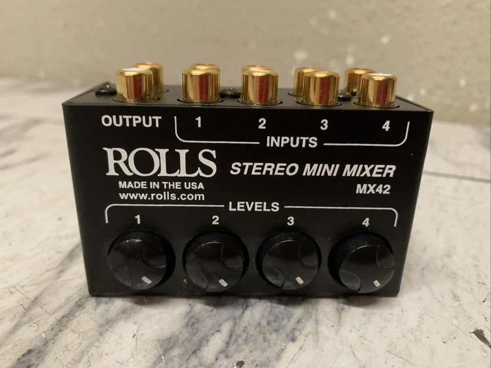 Rolls MX42 Stereo Mini Mixer - 4 RCA Inputs, 1 RCA Output - Image 1 of 4