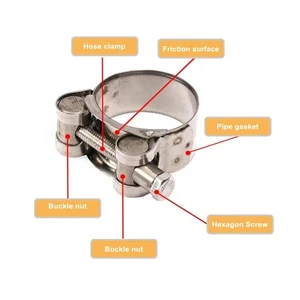 2X T-Bolt Stainless Steel Heavy Duty Motorcycle Exhaust Hose Pipe Muffler Clamp& - Photo 1/30