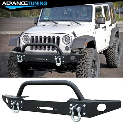 Fits 07-17 Jeep Wrangler JK Textured Front Bumper Guard W/ Winch Plate D-Ring - Image 1 of 4