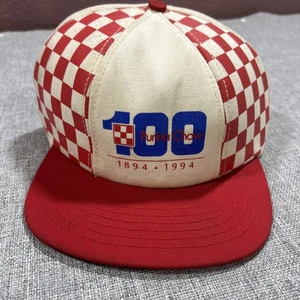 Vintage Purina Chow Racing Hat Cap 90s 1994 Checkered Flag Red White Snap - Picture 1 of 9