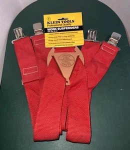 Klein Tools NWT Work Suspenders #60208R, Red, Heavy Duty, Xtra Wide Webbing - Picture 1 of 6