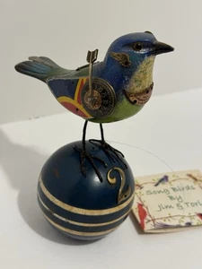 2013 Signed MULLANIUM Steampunk Blue Bird on Croquet Ball Figurine Jim & Tori Mu - Picture 1 of 14