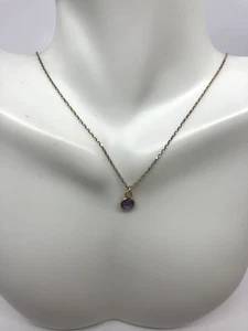 Ensemble lunette collier plaqué or 14 carats améthyste délicate minimaliste - Photo 1/6